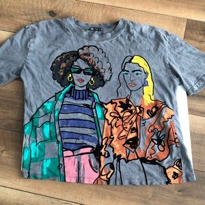 Zara Gray Graphic Women Top